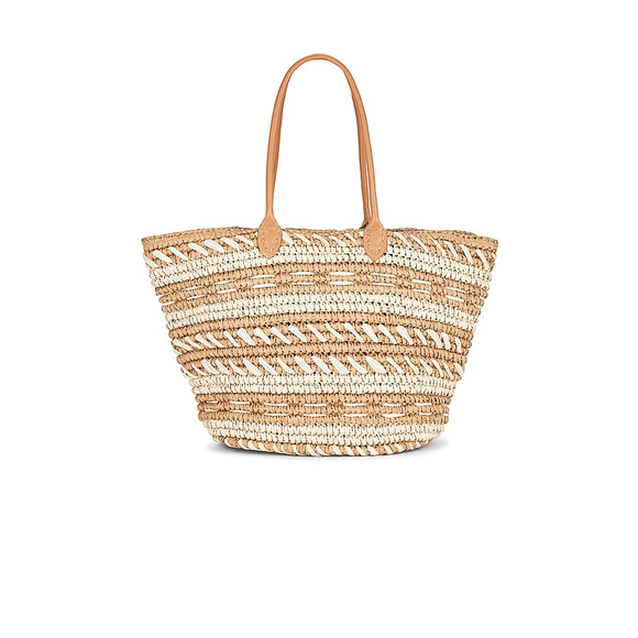 8 Other Reasons Tan Straw Tote Leather Straps - Picture 1 of 2